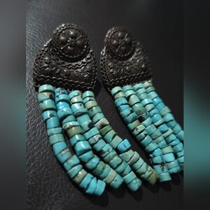 Turquoise Beaded Dangle Earrings